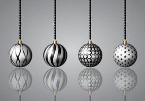 Silver Christmas Ornaments Pack 1 vector