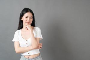 Young asian woman with sulk face photo