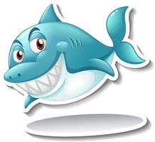 Smiling shark cartoon sticker vector