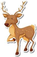 Deer standing cartoon character sticker vector