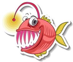 Sea Animal Cartoon Sticker with Anglerfish vector