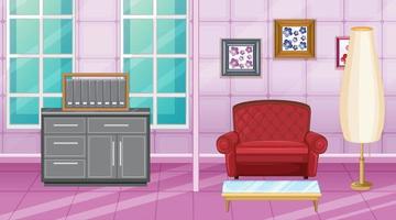 Diseño de interiores de sala de estar con muebles. vector