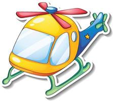 Helicopter cartoon sticker on white background vector