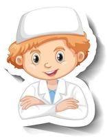 Scientist muslim boy cartoon character sticker vector