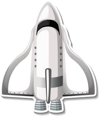 Sticker template with rocket ship isolated