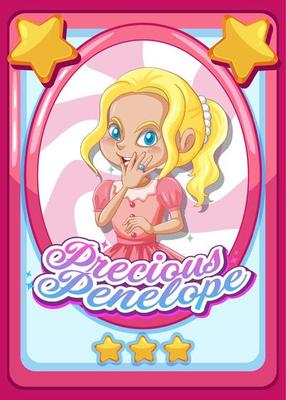 Character game card template with word Precious Penelope