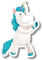 Cute unicorn standing pose on white background vector