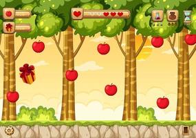 plantilla de juego de plataforma de recolección de manzanas vector