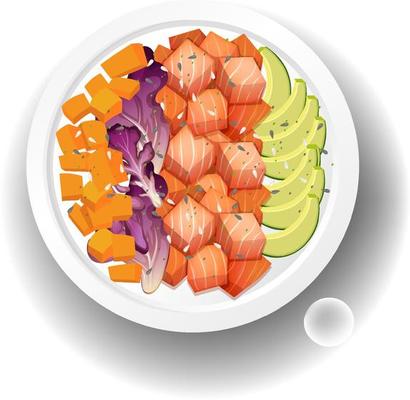 Healthy food bowl with salmon salad