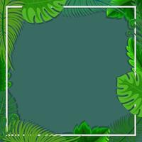 marco cuadrado con hojas verdes tropicales vector