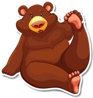 Grizzly bear cartoon character sticker vector