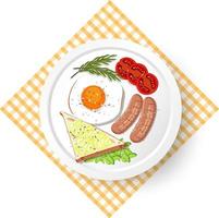 desayuno saludable con huevo y salchicha vector