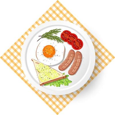 Healthy breakfast with egg and sausage
