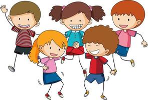 Group of doodle children cartoon character vector
