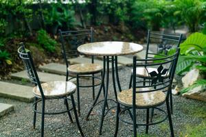 empty table set decoration in garden photo