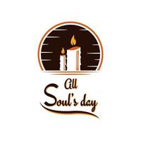 All Souls Day Background Vector Illustration. Greeting card or background. With candle, cross, and candlelight icons. Premium and luxury design template