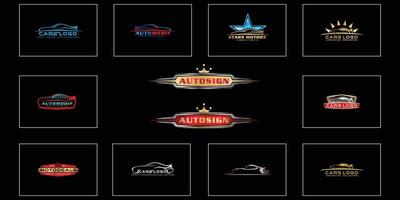 conjunto perfecto de diseño de logotipos para empresas relacionadas con la industria automotriz, icono web, revisión automotriz, tecnología vector
