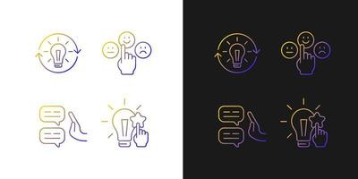 Logical and rational thinking gradient icons set for dark and light mode vector