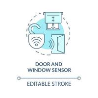 Door and window sensor blue concept icon vector