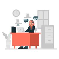 Girl online Broadcasting in Flat Design Style vector