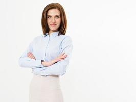 portrait of beautiful confident business woman on the white background photo