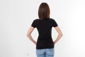 Woman black t-shirt photo