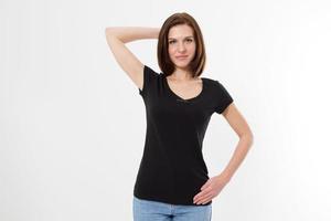 Woman black t-shirt photo