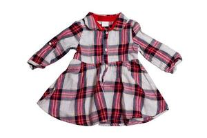 Children's checkered dress isolated on white background, clipping path of the child dress photo