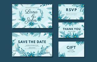 Winter Wedding Invitation Template Card Set vector