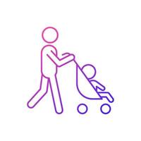 Walking with stroller gradient linear vector icon