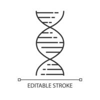 DNA double helix linear icon. Deoxyribonucleic, nucleic acid structure. Molecular biology. Genetic code. Thin line illustration. Contour symbol. Vector isolated outline drawing. Editable stroke