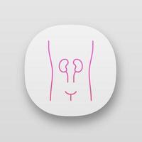 Healthy kidneys app icon. Human organ in good health. People wellness. Wholesome urinary system. Web or mobile applications. Vector isolated illustrations