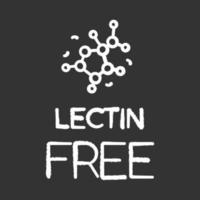Lectin free chalk icon. Non-toxic, non-chemical. Product free ingredient. Fresh nutritious organic food. Healthy eating, dietary. Balanced meals. Isolated vector chalkboard illustration