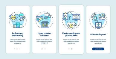 Hypertension tests onboarding mobile app page screen vector