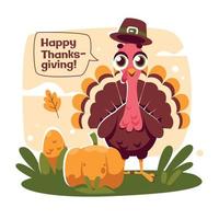 Happy Thanksgiving with Cute Turkey vector