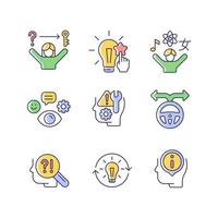 Self development skills RGB color icons set vector