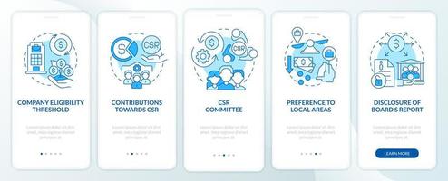 CSR basics blue onboarding mobile app page screen vector