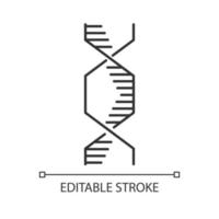 Hexagonal DNA helix linear icon. Deoxyribonucleic, nucleic acid structure. Molecular biology. Genetic code. Thin line illustration. Contour symbol. Vector isolated outline drawing. Editable stroke