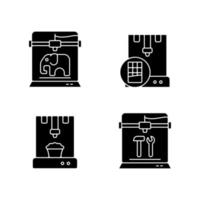 3d printed physical objects black glyph icons set on white space vector