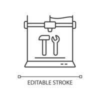 3d printed tools linear icon vector