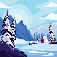 Isolated Cottage in Winter vector