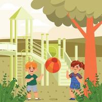 Kids Playing in the Playground vector