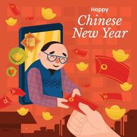 Grandpa Receive Hong Bao vector