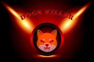 Shiba inu SHIB crypto currency with fire lightning background vector