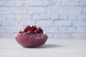 Grains Red bean in a bowl on table with copy space photo
