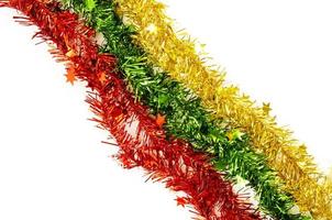 Yellow green red color christmas decoration on white backgrounds photo