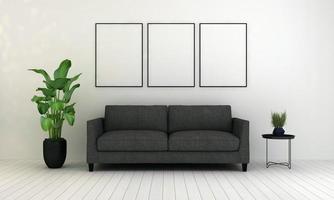 3d rindió el marco de la sala de estar moderna interior con sofá - sofá y mesa foto