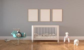 Kids Room, Play house, kids furniture with toy and frame mockup photo