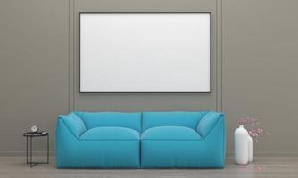 3D Rendered Interior Modern Living Room Frame with Sofa - Couch and Table photo