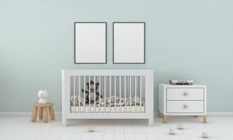 Kids Room, Play house, kids furniture with toy and frame mockup photo